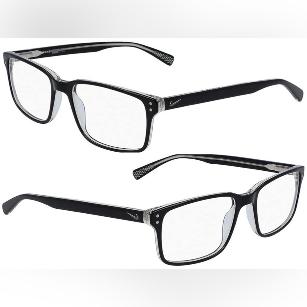 COPY - Nike 7240 002 Black Crystal Clear Square Eyeglasses Frames 53-17 140 Spo…